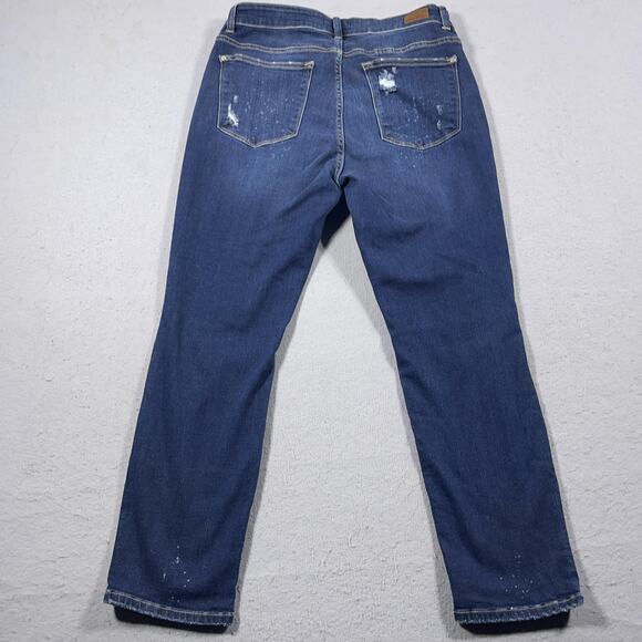 Judy Blue Jeans Womens 14W Blue Boyfriend Fit Distressed Ripped‎ Denim Stretch - Picture 10 of 11